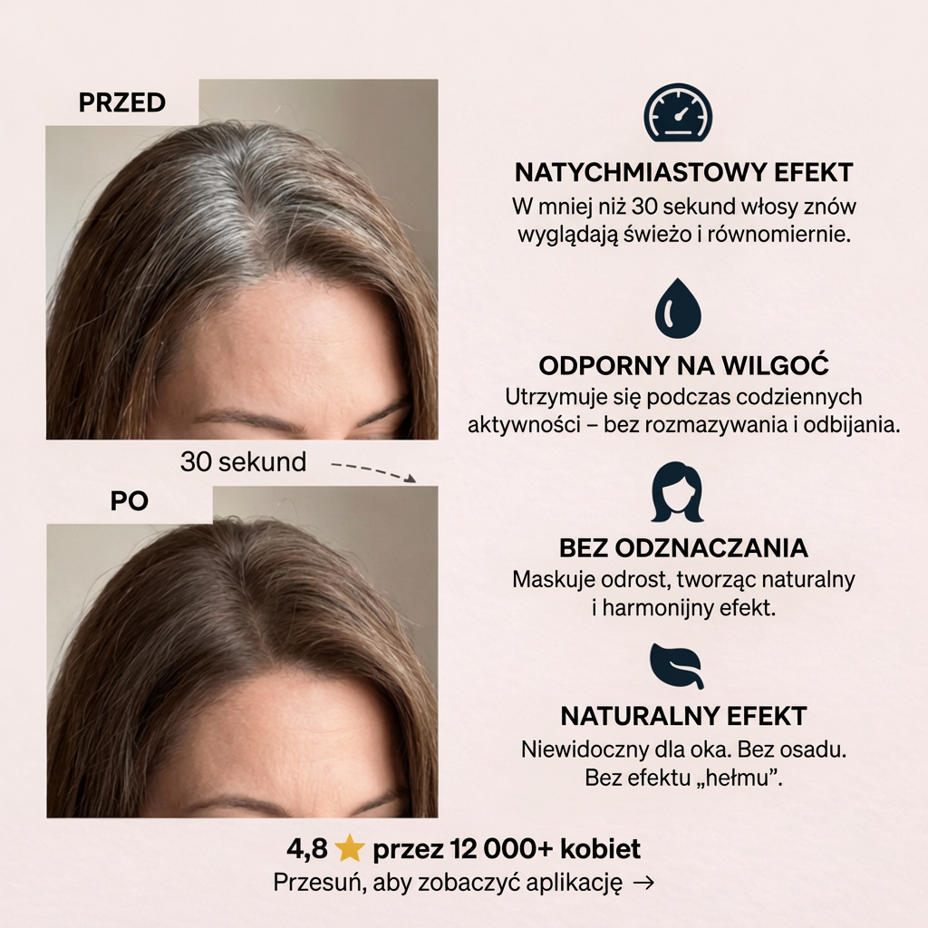 Puder Avellio™ – Zakryj Odrosty i Siwe Włosy