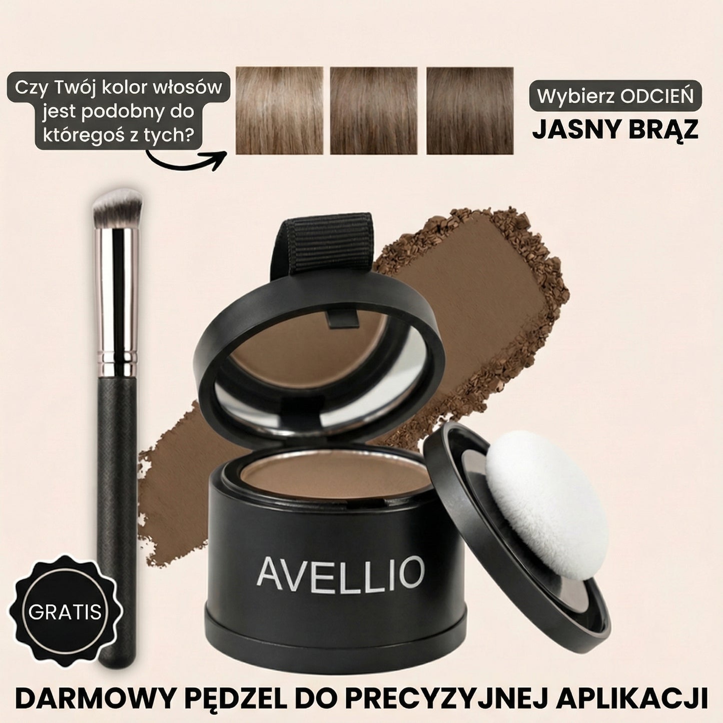 Puder Avellio™ – Zakryj Odrosty i Siwe Włosy
