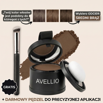 Puder Avellio™ – Zakryj Odrosty i Siwe Włosy