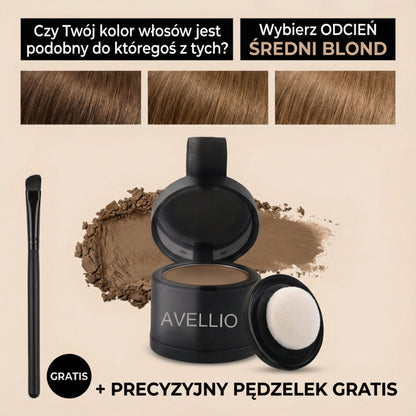 Puder Avellio™ – Zakryj Odrosty i Siwe Włosy