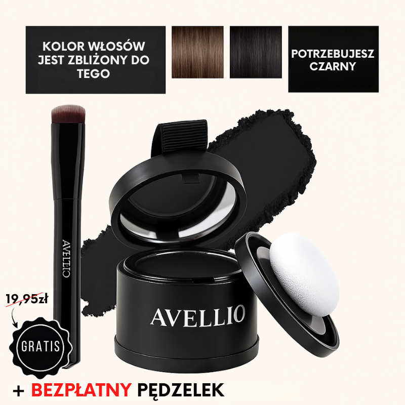 Puder Avellio™ – Zakryj Odrosty i Siwe Włosy